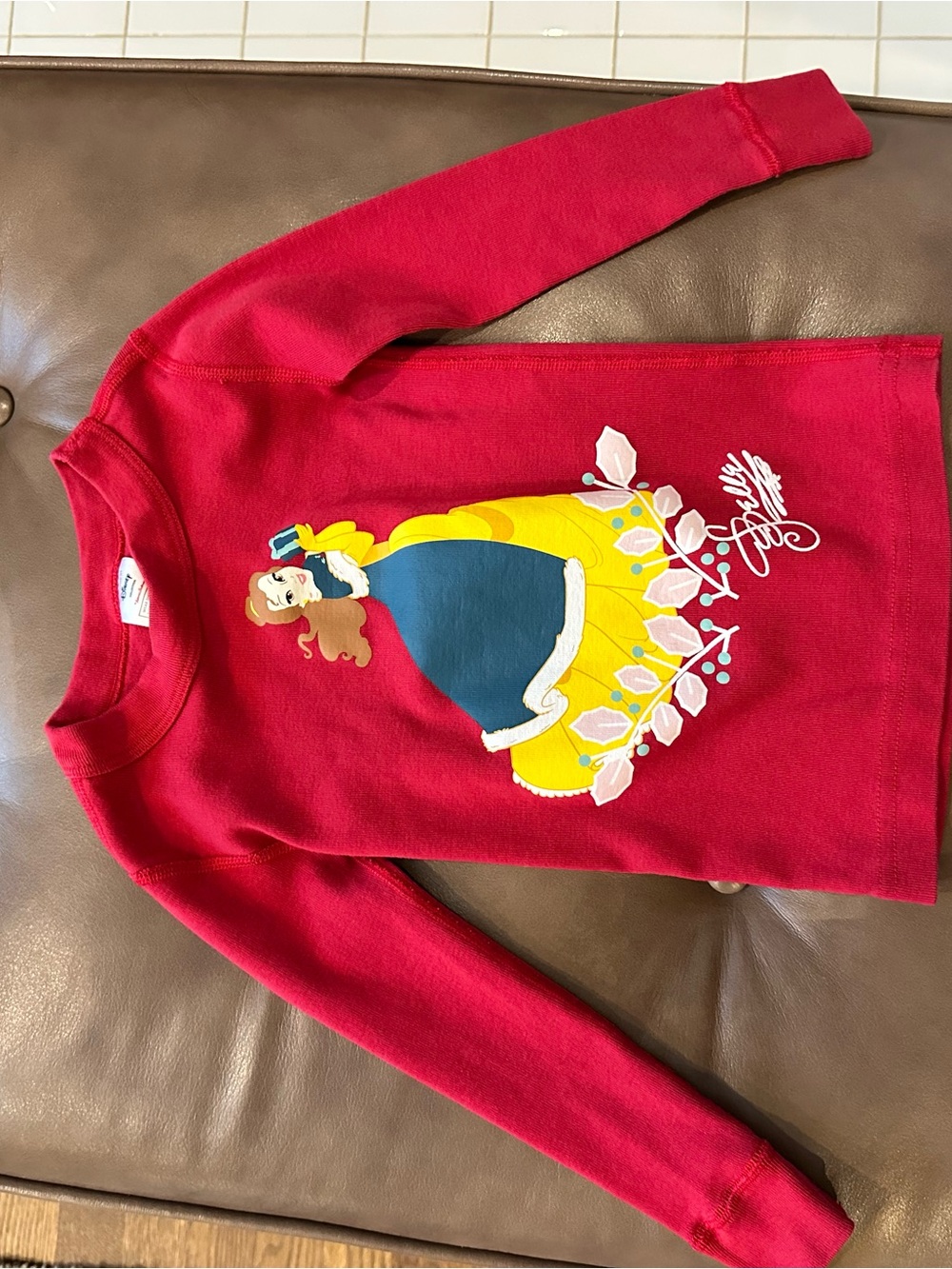 Hanna Andersson Red Long Sleeve Tee with Princess Graphic